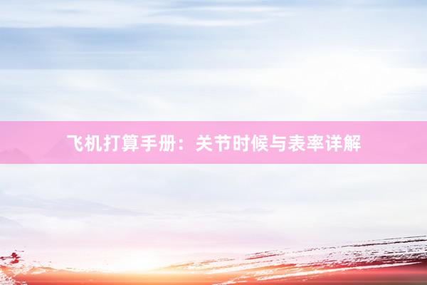 飞机打算手册：关节时候与表率详解